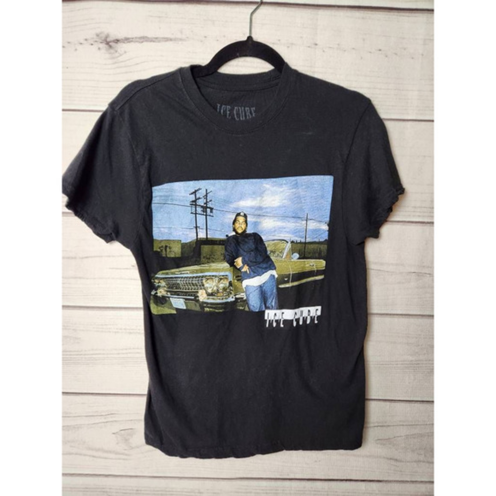 Ice Cube Womens T-Shirt Black Graphic Short Sleeve‎ Crew Neck 100% Cotton S